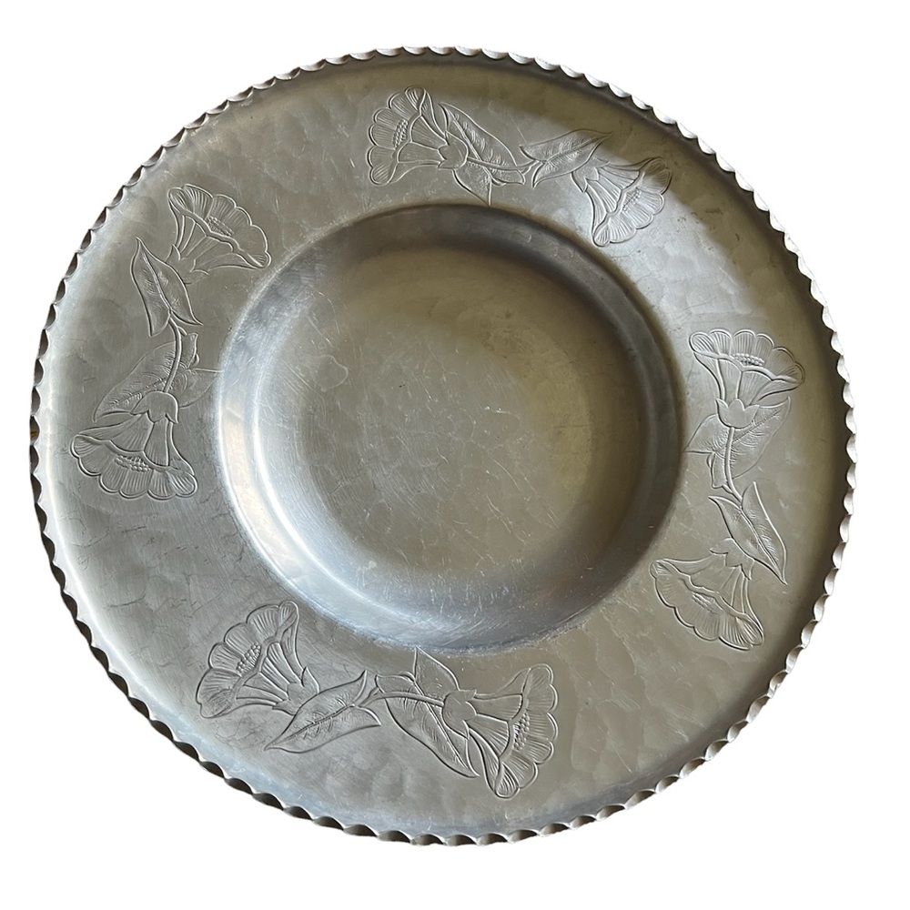 Vintage Farberware Wrought Aluminum Serving Tray Plate Platter 11.5”